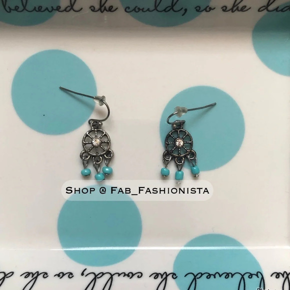 Turquoise Dream catcher dangle earrings - Picture 3 of 4